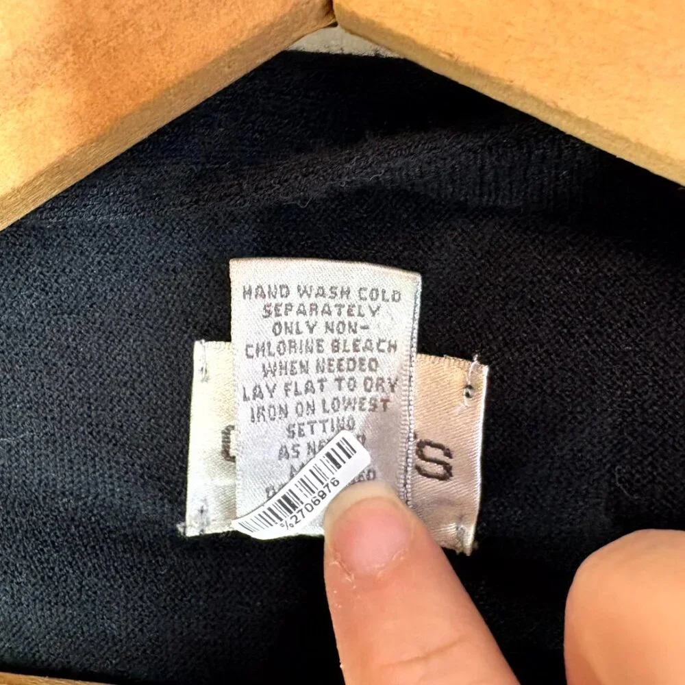 Chicos Black Short Sleeve Drape Front Cardigan - Picture 4 of 4